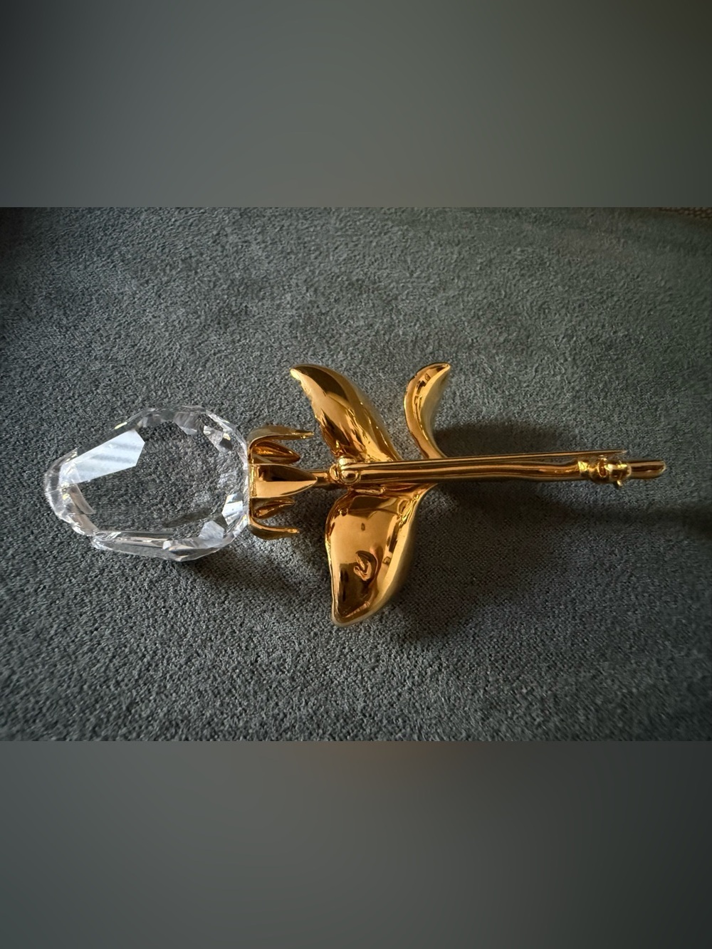 Swarovski Women Gold Tone Crystal Rose Flower Brooch Pin Statement Piece - Picture 12 of 15